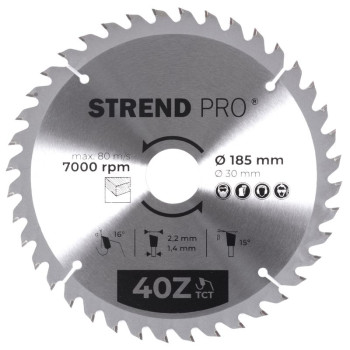 Ringketas Strend pro TсT 185x2,2x30/20 mm 40T, puidule