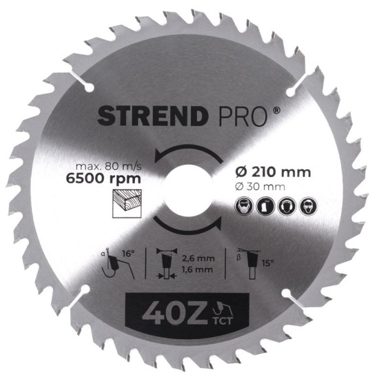 Disc Strend Pro TCT 210x2.6x30/20 mm 40T, for wood, saw Disc Strend Pro TCT 210x2.6x30/20 mm 40T, for wood, saw