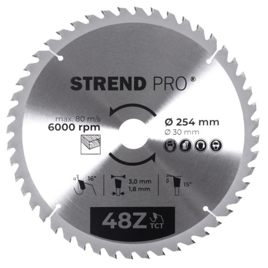 Ringketas Strend pro TсT 254x3,0x30/20 mm 48T, puidule Ringketas Strend pro TсT 254x3,0x30/20 mm 48T, puidule