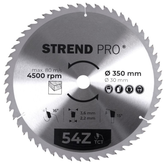 Ringketas Strend pro TсT 350x3,6x30 mm 54T, puidule Ringketas Strend pro TсT 350x3,6x30 mm 54T, puidule