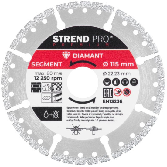 Диск Strend Pro Premium, 115 мм, алмазный, режущий, мульти Диск Strend Pro Premium, 115 мм, алмазный, режущий, мульти