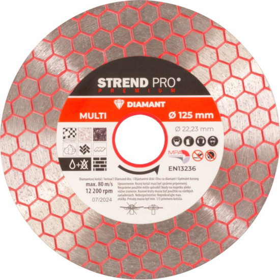 Strend Pro Premium tera, 125 mm, kuusnurkne, teemant, lõikav, multi