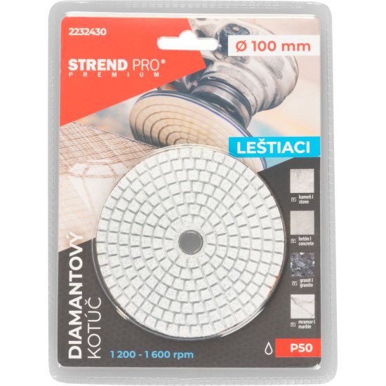 Blade Strend Pro Premium P50, 100 mm, polishing, diamond, Velcro, wet polishing grinding