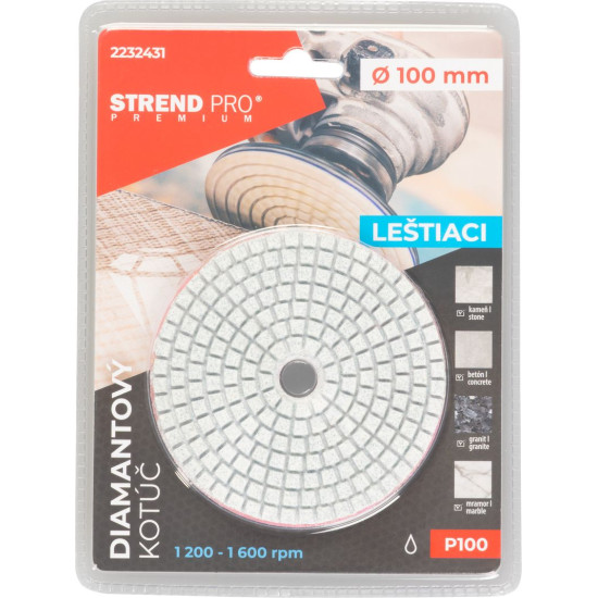 Blade Strend Pro Premium P100, 100 mm, polishing, diamond, Velcro, wet polishing grinding