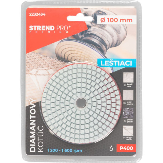 Blade Strend Pro Premium P400, 100 mm, polishing, diamond, Velcro, wet polishing grinding