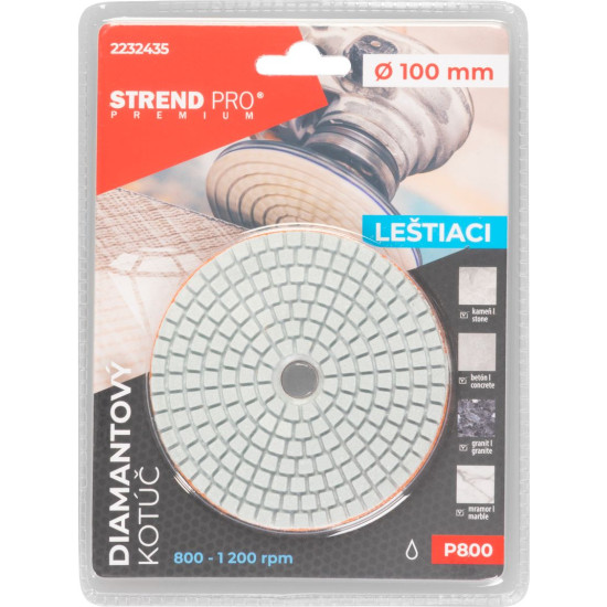 Blade Strend Pro Premium P800, 100 mm, polishing, diamond, Velcro, wet polishing grinding