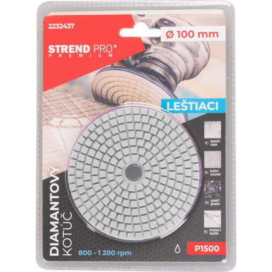 Blade Strend Pro Premium P1500, 100 mm, polishing, diamond, Velcro, wet polishing grinding