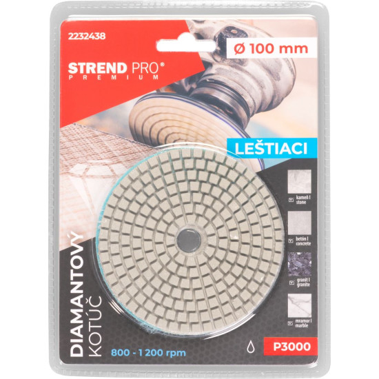 Blade Strend Pro Premium P3000, 100 mm, polishing, diamond, Velcro, wet polishing grinding