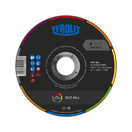 Диск Tyrolit 125x1,6mm, 41C, AC46Q-BFB, универсальный, CUT-ALL, базовый *