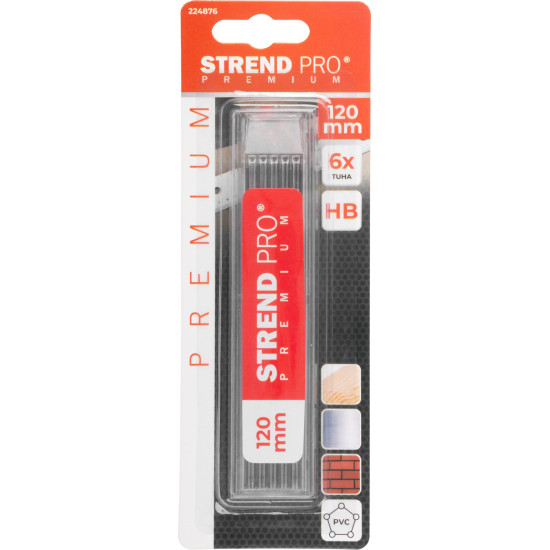 Strend Pro Premium pliiats, varu, puusepa pliiatsi jaoks, markeering, 6 tk, värviline, 120 mm Strend Pro Premium pliiats, varu, puusepa pliiatsi jaoks, markeering, 6 tk, värviline, 120 mm