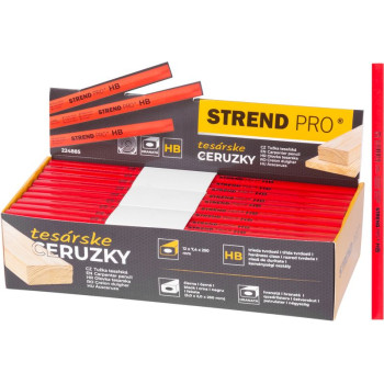 Strend Pro pliiats, puusepatööd, 250 mm, kandiline, must pliiats, müügikarp 72 tk