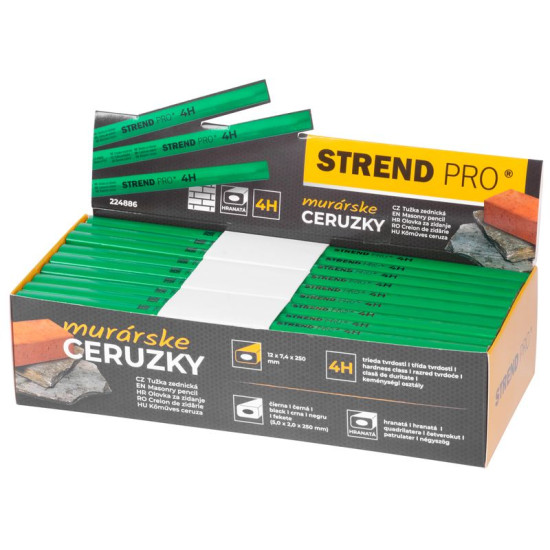 Strend Pro pliiats, müüritis, 250 mm, must plii, kandiline, kivile, Müügikarp 72 tk Strend Pro pliiats, müüritis, 250 mm, must plii, kandiline, kivile, Müügikarp 72 tk