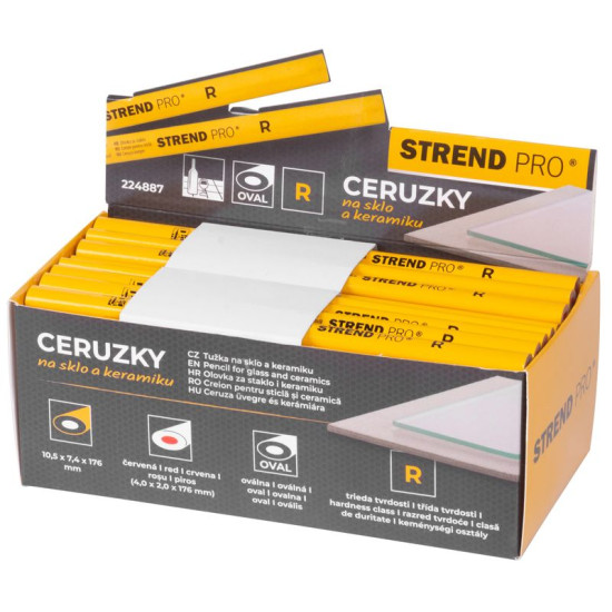 Карандаш Strend Pro, 176 мм, красный грифель, для стекла и керамики