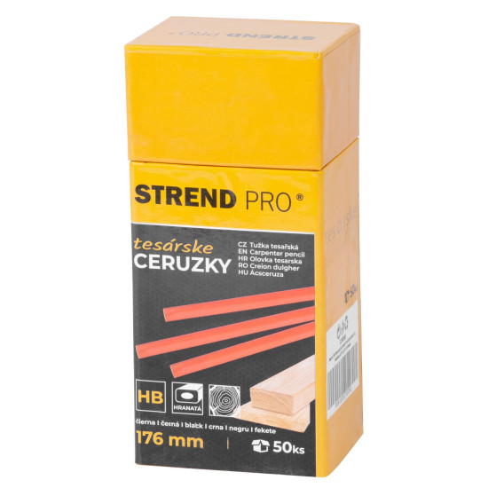 Strend Pro pliiats, puusepatööd, 176 mm, kandiline, must pliiats, müügikarp 50 tk