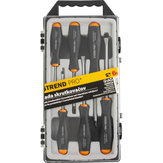 Набор диэлектрических отверток VDE 6 шт. Strend Pro, SL3x75, 5.5x100, 6.5x125 мм PH0x60, 1x80, 2x100 Набор диэлектрических отверток VDE 6 шт. Strend Pro, SL3x75, 5.5x100, 6.5x125 мм PH0x60, 1x80, 2x100