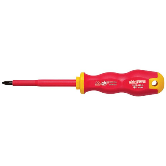 Insulated pozidrive screwdriver Whirlpower® PZ0 / 60mm, DIN8764, VDE 1000V, GS Insulated pozidrive screwdriver Whirlpower® PZ0 / 60mm, DIN8764, VDE 1000V, GS