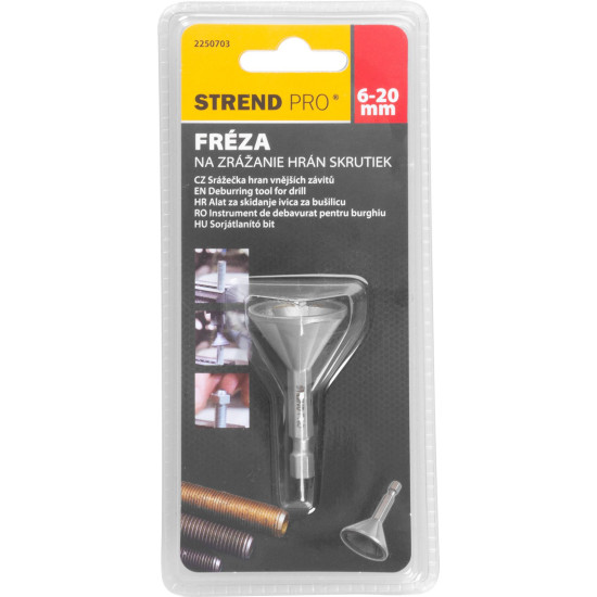 Strend Pro milling cutter, 6-20 mm, 1/4", 25.5x50.4 mm, faceted, for chamfering the edges of screws, deburrer Strend Pro milling cutter, 6-20 mm, 1/4", 25.5x50.4 mm, faceted, for chamfering the edges of screws, deburrer