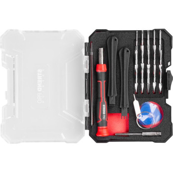 Strend Pro Premium ComfortGrip DL134 Bit Set, 23 Pieces, with Screwdriver, for Cell Phone Repair