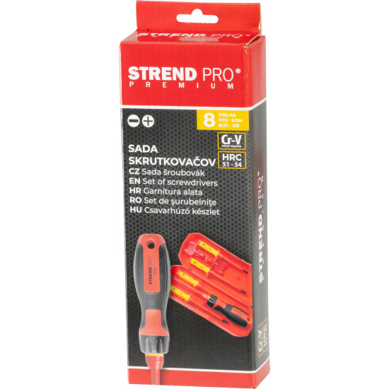 Screwdriver Set Strend Pro, VDE 8-piece, flat + Phillips, electrician's Screwdriver Set Strend Pro, VDE 8-piece, flat + Phillips, electrician's