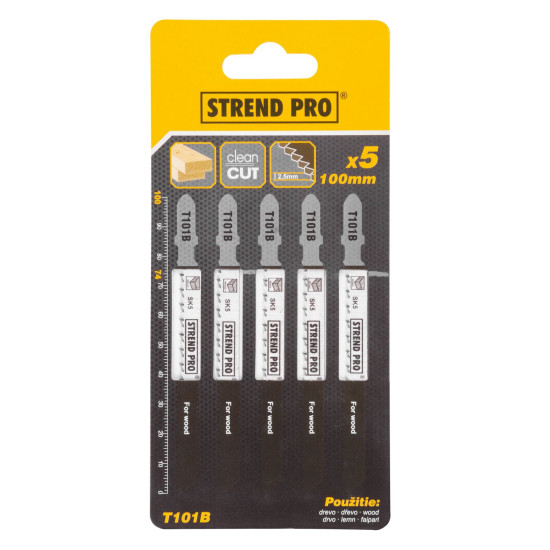 Пилка лобзика Strend Pro T101B 100 мм, 10z, по дереву, упак. 5 шт.