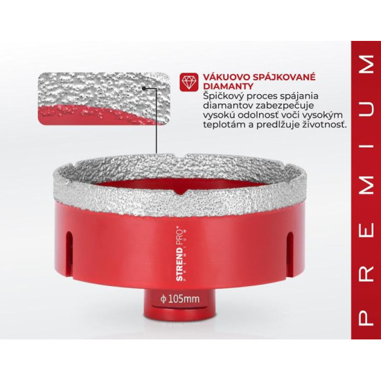 Коронка алмазная Strend рro рremium DсB11, 105 мм, M14, проф
