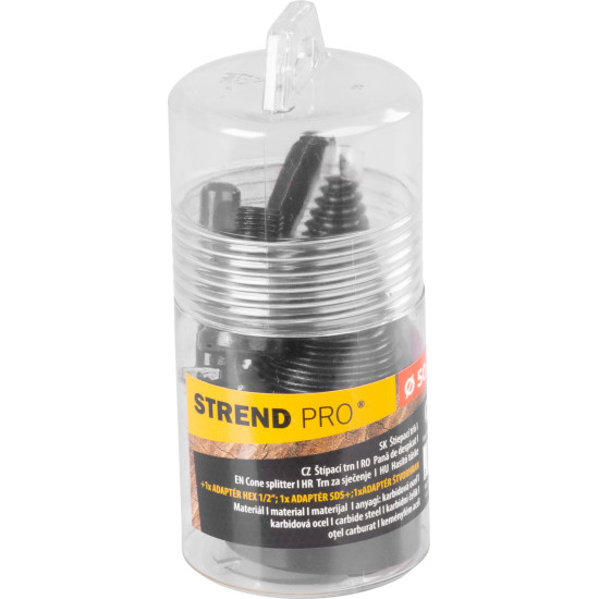 Strend Pro mandrel, splitting wedge, cone, 50 mm, 3x adapter, for wood Strend Pro mandrel, splitting wedge, cone, 50 mm, 3x adapter, for wood