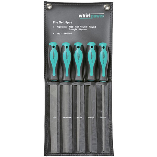 File set 5 pcs Whirlpower 200mm, flat, half-round, round, triangle, square File set 5 pcs Whirlpower 200mm, flat, half-round, round, triangle, square