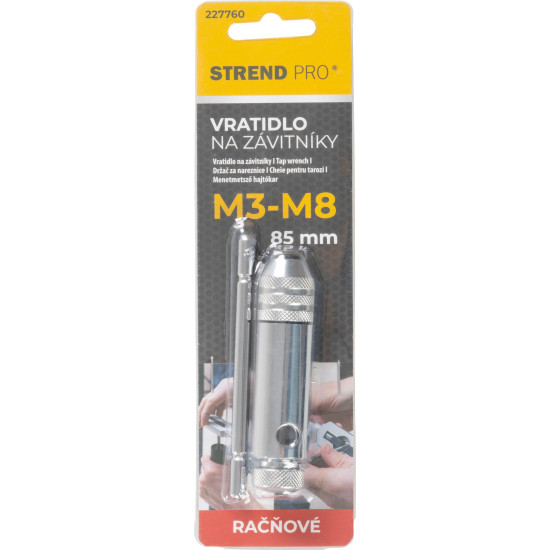 Метчик держатель Strend Pro, трещотка, M3-M8, 85 мм