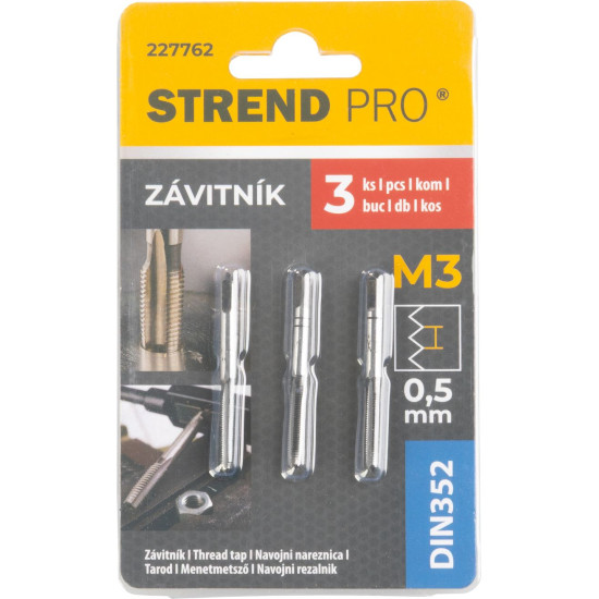 Метчик Strend Pro, M3, 0,5 мм, DIN352, уп. 3 шт