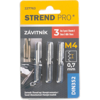 Метчик Strend Pro, M4, 0.7 мм, DIN352, шт 3 шт