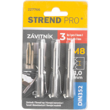 Метчик Strend Pro, M8, 1 мм, DIN352, уп. 3 шт
