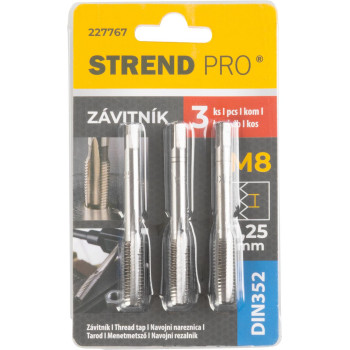 Метчик Strend Pro, M8, 1,25 мм, DIN352, Уп 3 шт