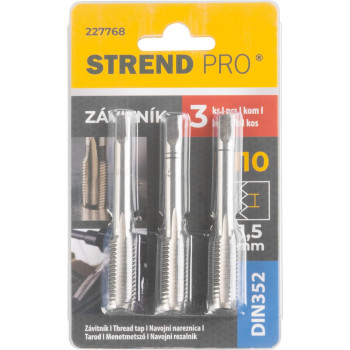 Метчик Strend Pro, M10, 1,5 мм, DIN352, уп. 3 шт