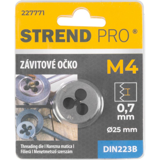 Strend Pro die, threaded, M4x0.7 mm, metric thread diameter 25 mm, DIN223B