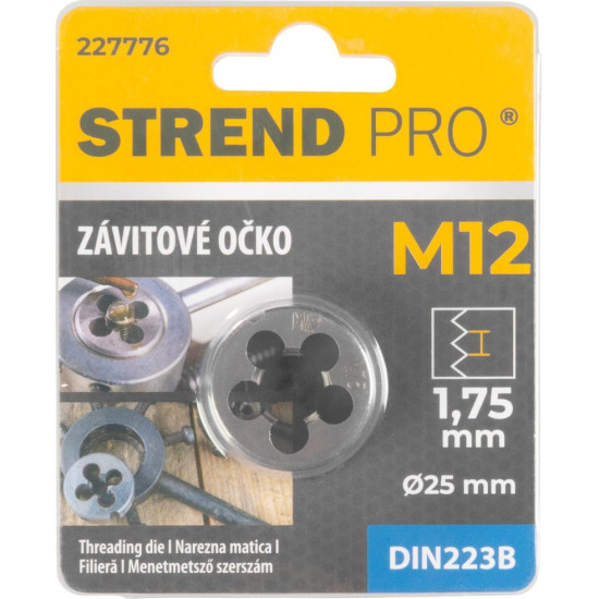 Strend Pro die, threaded, M12x1.75 mm, metric thread diameter 25 mm, DIN223B