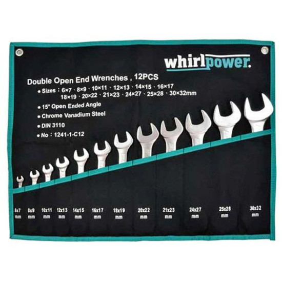 Double Open End Wrench Set Whirlpower® 1241-1-C12, 12 pieces