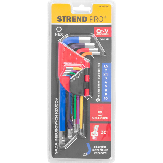 Kuuskantvõtmekomplekt Strend Pro, 9tk, Cr-V