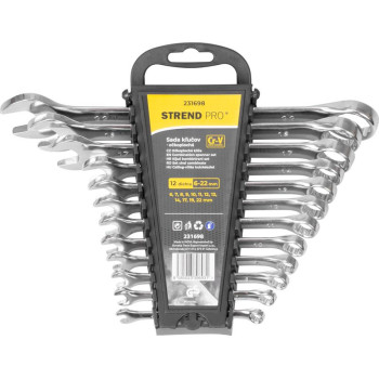 Ring spanner wrench set 12pcs Strend Pro, 6-22mm, CR-V,