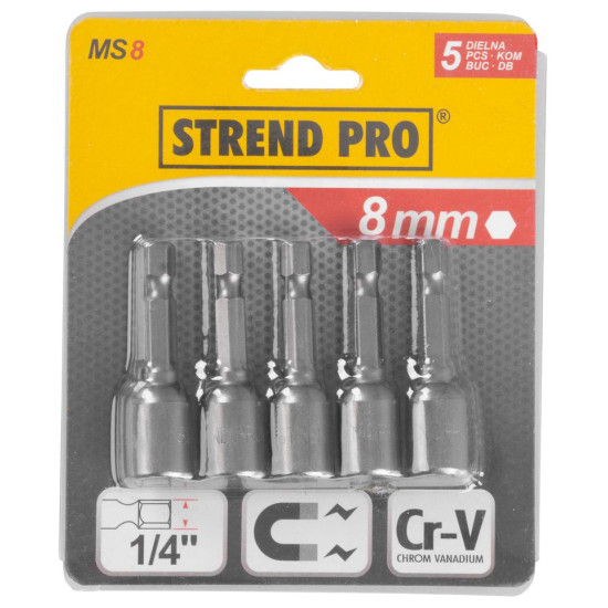 Головка саморезов с магнитом Strend Pro MS84, 8 мм, 1/4",  5 шт.