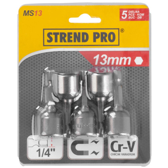 Magnetiga pea Strend Pro MS84, 13 mm, 1/4", magnetiline bitihoidja, pakis 5 tk
