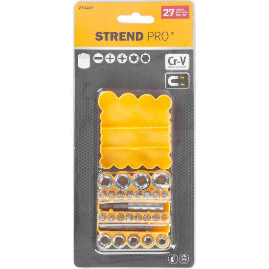 Screwdriver bit and socket set  27Pcs Strend Pro, + bit holder