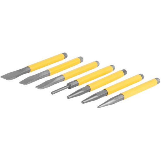 Punch & Chisel set 7pcs Strend Pro, 3x chisel flat 2x centre punch 2x punch Punch & Chisel set 7pcs Strend Pro, 3x chisel flat 2x centre punch 2x punch