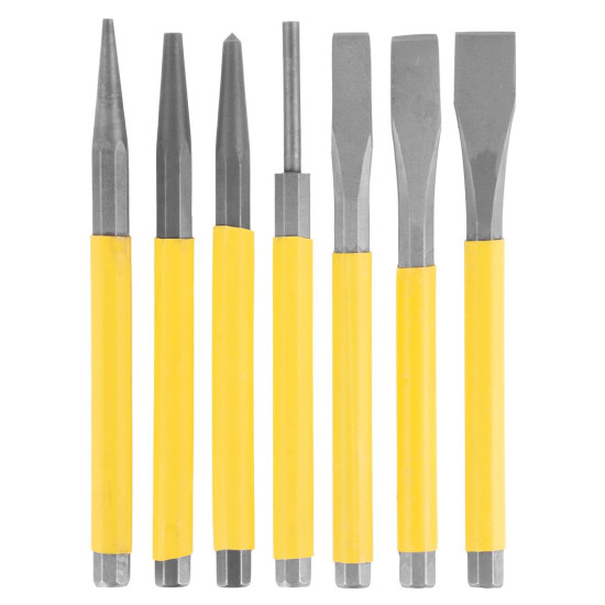 Punch & Chisel set 7pcs Strend Pro, 3x chisel flat 2x centre punch 2x punch Punch & Chisel set 7pcs Strend Pro, 3x chisel flat 2x centre punch 2x punch