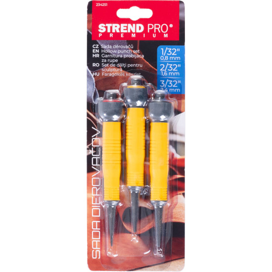 Strend Pro Premium Punch Set, 3-Piece, Bi-Material Handle, 1-2-3"/32" Strend Pro Premium Punch Set, 3-Piece, Bi-Material Handle, 1-2-3"/32"