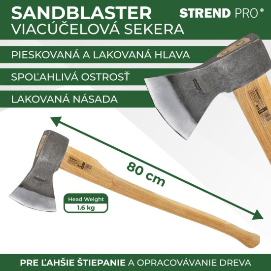 Raiekirves 1600g, puidust käepidemega 800mm Raiekirves 1600g, puidust käepidemega 800mm