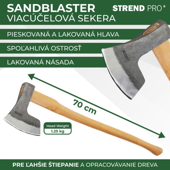 Branch axe 1250g Sandblaster, with wooden handle 700mm Branch axe 1250g Sandblaster, with wooden handle 700mm