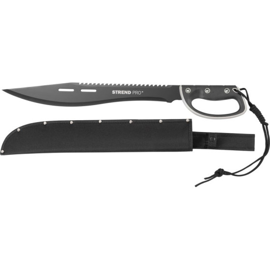 Strend Pro Tactical matšeete, kabuuriga, saega, käekaitsega, must, 61 cm