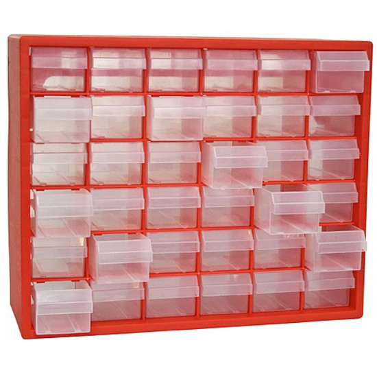 Plastic organizer  with 36pcs PVC boxes 405x305x650mm Strend Pro, max.25kg