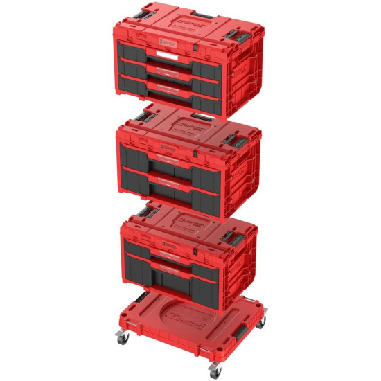 Ящик QBRICK® System ONE Workshop Red - Тележка, 3 ящика для инструментов, набор из 4 ящиков для инструментов