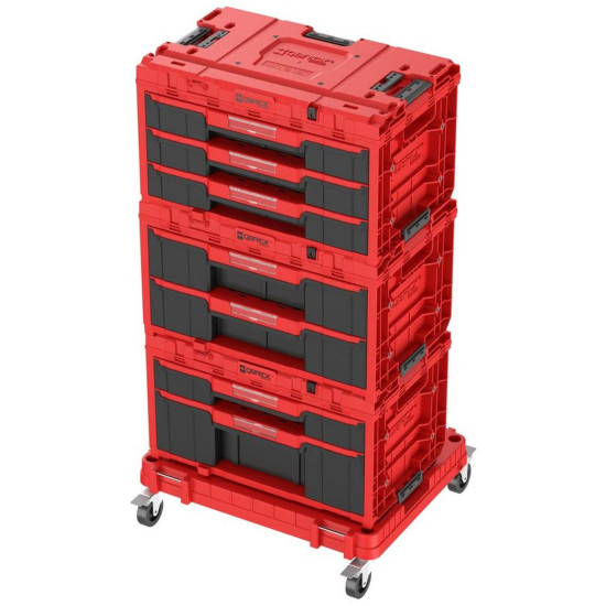 Ящик QBRICK® System ONE Workshop Red - Тележка, 3 ящика для инструментов, набор из 4 ящиков для инструментов